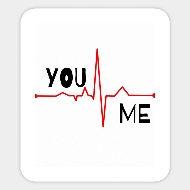 You and Me Heartbeat Design Sticker by Zwen Rubby